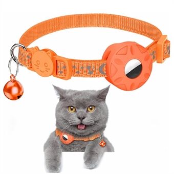 For AirTag Silicone Case Reflective Pet Collar GPS Tracker Protective Cover with Bell