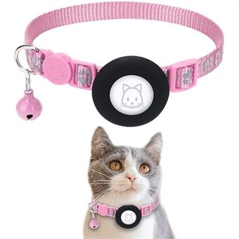 For AirTag Silicone Case Paw Pattern Reflective Pet Collar GPS Tracker Protective Cover with Bell