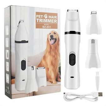 3 In 1 Pet Grooming Kit Set Rechargeable Cat Nail Clipper Dog Paw Grinder Hair Trimmer