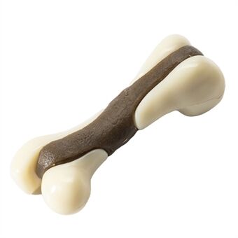 EETOYS Bone Shape Pet Dog Chew Toy Cowhide Leather + Nylon Toy for Teeth Cleaning Playing, Size S