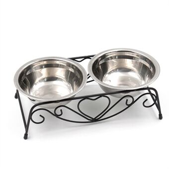 TG-BL035 Pet Bowl Set with Elevated Stand + 2 Removable Stainless Steel Bowls for Cats/Dogs