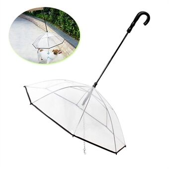 Pet Umbrella Transparent Folding Dog Umbrella with Leash Rainproof Snowproof Pet Dog Supply