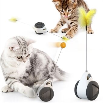 FSC-01 Interactive Cat Ball Toys with Feathers Tumbler Cat Moving Toys Funny Exercise Kitten Teaser Toys for Indoor Cats