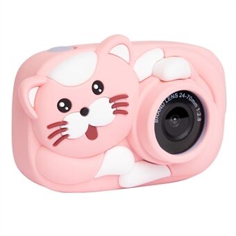 Cartoon Cat Kids Camera 2.4-inch IPS HD Screen 2600W Smart Focus Timing Shooting Video Recorder (with 16G TF Card)