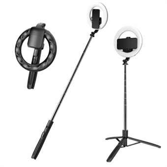 Q05s Integrated 8inch Ring Light with 1700mm Selfie Stick Folding Tripod for Selfie Live Broadcast Video Shooting