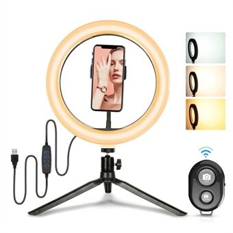 6inch 48-LED Selfie Ring Light + Desktop Tripod + Remote Shutter for Live Broadcast Video Shooting