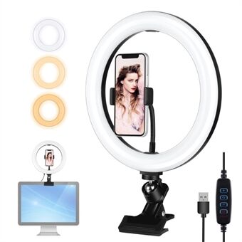 PULUZ PKT3126B LED Ring Light Kit 10.2 Inches 26cm Video Conference Lighting 3 Dimmable Color 10 Brightness Level for Camera Smartphone YouTube TikTok Self-Portrait