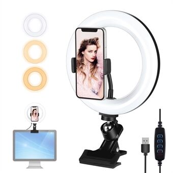 PULUZ PKT3120B Selfie Ring Light 7.9 Inches 20cm 3200K-6500K Dimmable Desk Ring Light for YouTube Video Live Stream Makeup
