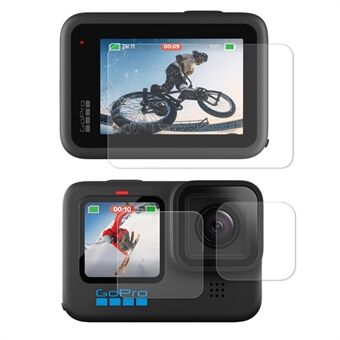 ENKAY HD Clear Tempered Glass Screen Protector + Tempered Glass Lens Protector + Tempered Glass Front LCD Display Film for GoPro Hero 10