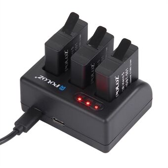 PULUZ PU185 AHDBT-501 Battery Charger with 3 Slots Charging Dock for Gopro Hero 5