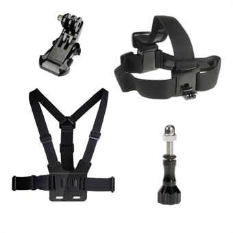 4 in 1 Accessories Kit with Chest Belt, Headstrap for GoPro Hero 4/3+/3/2/1 SJ4000/5000/6000/Xiaomi Yi