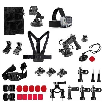 34-in-1 Sports Accessories Kit with Chest Belt, Headstrap, Bicycle Mount for GoPro Hero 4/3+/3 Xiaomi Yi