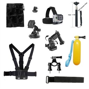 10 in 1 Accessories Kit with Chest Belt, Extendable Self-timer Monopod for GoPro Hero 4/3+/3/2/1 SJ4000/5000/6000/Xiaomi Yi
