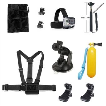 10 in 1 Accessories Kit with Floating Hand Grip, Chest Belt for GoPro Hero 4/3+/3/2/1 SJ4000/5000/6000/Xiaomi Yi