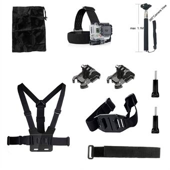 10 in 1 Accessories Kit with Chest Belt, Headstrap for GoPro Hero 4/3+/3/2/1 SJ4000/5000/6000/Xiaomi Yi