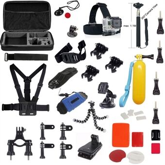 AT587 Basic GoPro Accessories Combo Kit with Headband, Chest Strap and Sefie Stick for GoPro Hero 4/3/3+/2/2/1/Xiaomi Yi