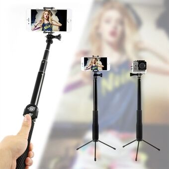 Handheld Selfie Stick Extendable Monopod with Bluetooth Remote and Tripod for GoPro Camera Cellphone