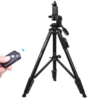 YUNTENG DV-211N Aluminum Tripod Extendable Photography Tripod with 3-direction Gimbal + Bluetooth Remote Control + Mobile Phone Holder