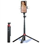 P160D-2 1.6m Extendable Selfie Stick Stable Tripod Stand with Dual Fill Lights and Wireless Bluetooth Remote Control