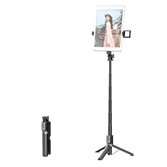 P40L-V1 2-in-1 Telescopic Tripod Stand Bluetooth Remote Control Selfie Stick with Double Phone Holder (Single Fill Light)
