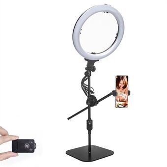 YUNTENG 828 Desktop Video Ring Light LED Selfie Lamp Live Streaming Phone Photography Stand with Bluetooth Remote Control