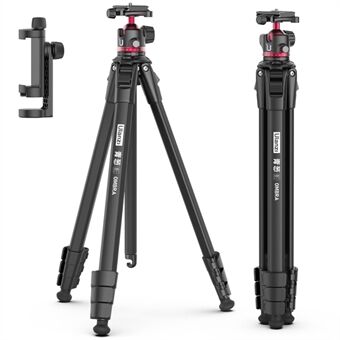 ULANZI 1.58m Aluminum Alloy Video Tripod Stand Rotating Portable Tripod Stand with Phone Clip for Mobile Phone, Camera