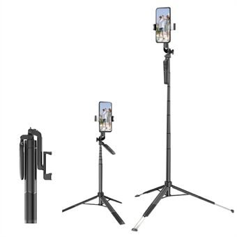 A66 1.6m Extendable Tripod Stand Portable Phone Stand Stable Selfie Stick Tripod with Fill Light and Wireless Remote for iPhone and Android