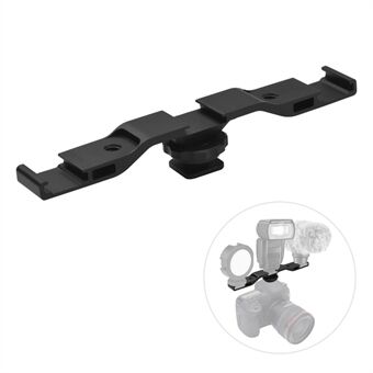 Triple Cold Shoe Extension Bar Universal Cold Shoe Mount Bracket Plate Adapter with 1/4 Screw Hole for Microphone/Video Recording/Live Stream