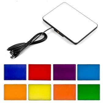 T132 Dimmable USB LED Video Light with 9 Color Filters for Tabletop Shooting Video Conference Photography