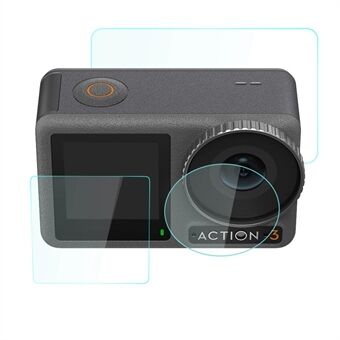 BRDRC for DJI Osmo Action 3 Camera Tempered Glass Film Explosion-proof Screen Lens Protector Set