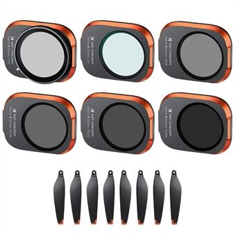 K&F CONCEPT SKU.1946 Multi-Coated Filter Set for DJI Mini 3 Pro, 6Pcs Anti-Reflective Filters UV+CPL+ND8+ND16+ND32+ND64 HD Lens Filters with Propellers
