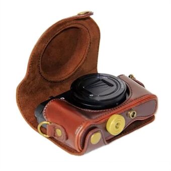 PU Leather Detachable Camera Bag Protective Case Cover with Shoulder Strap for Sony HX90/WX500