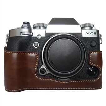 For Fujifilm X-T3 Digital Camera PU Leather Protective Bottom Case Battery Opening Design Half Body Cover