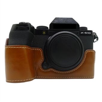 PU Leather Camera Bottom Case for Fujifilm X-S10, Anti-scratch Half Body Cover with Battery Opening
