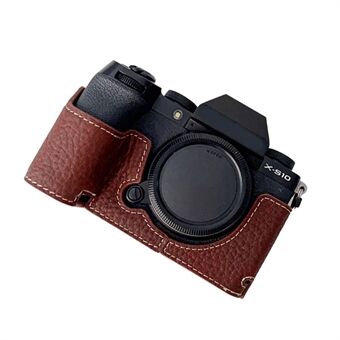 Genuine Leather Half Cover Case for Fujifilm X-S10 Camera, Anti-scratch Protective Cover with Battery Opening
