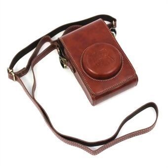 For Ricoh GR / GR II / GR III / GR IIIx Camera Bag Vintage PU Leather Digital Camera Protective Cover with Shoulder Strap
