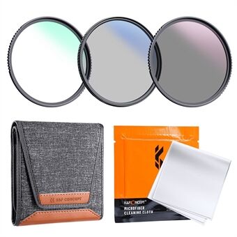 K&F CONCEPT 3Pcs / Set MCUV+CPL+ND4 Lens Filter Kit for Nikon Canon Sony SLR Camera Lenses Slim Filter with Filter Bag and Cleaning Cloth