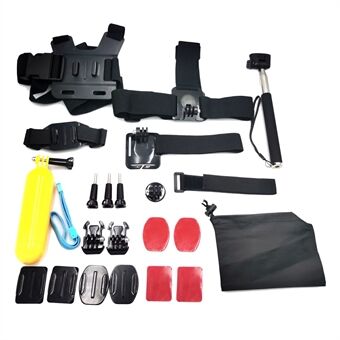 20 in 1 Outdoor Accessories Kit with Headstrap, Chest Strap, Helmet Mount, Monopod for GoPro Hero 4/3+/3 SJ6000 Xiaomi Yi
