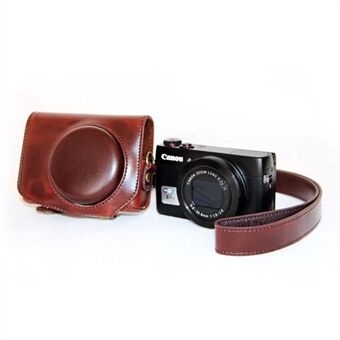 Protective Leather Camera Case with Shoulder Strap for Canon G7X