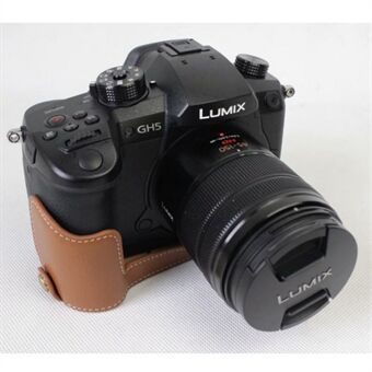 Genuine Leather Half Camera Case Bag Cover Protector for Panasonic DMC-GH5GK / GH5 Camera