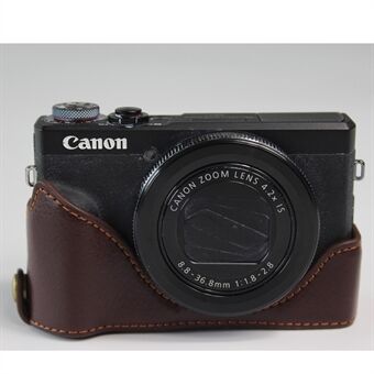 Genuine Leather Half Camera Case Bag Cover Protector for Canon PowerShot G7 X Mark III
