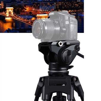 PULUZ PU3501 Heavy Duty Video Camera Tripod Action Fluid Drag Head with Sliding Plate for DSLR & SLR Cameras - Black