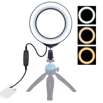 PULUZ 6.2 inch USB 3 Modes Dimmable LED Ring Vlogging Photography Video Lights with Cold Shoe Tripod Ball Head