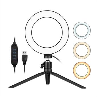 LED Ring Light Video 6-inch 3200K-5500K Dimmable Conference Lighting Lamp with Tripod Ballhead Adapter, 3 Color Modes 10 Brightness Levels