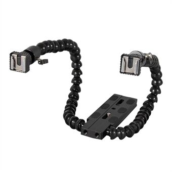 SLR Camera Dual Fill Light Holder Stand Multifunction Hot Shoe Base Bracket