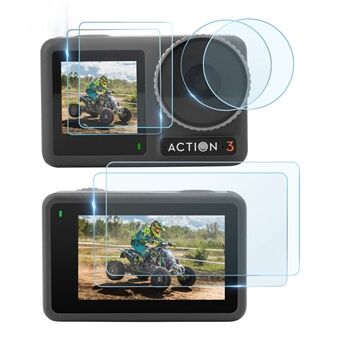 SUNNYLIFE OA3-BHM495 6Pcs / Set Tempered Glass Screen Protector for DJI Osmo Action 3 Anti-scratch Camera Lens Film + Screen Film Combo
