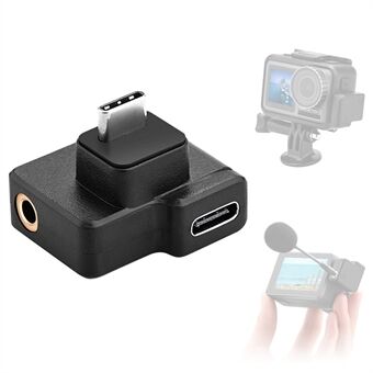 BRDRC DJI-7337 USB-C 3.5mm Microphone Adapter for DJI Osmo Action Camera, Supporting Battery Charging Data Transmission