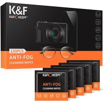 K&F CONCEPT KF08.036 120Pcs / Set Anti-Fog Cleaning Wipes for Camera Lens, Glasses, Cell Phone, Laptops 6x4 inch Large Size Fog-Proof Cleaning Wipes