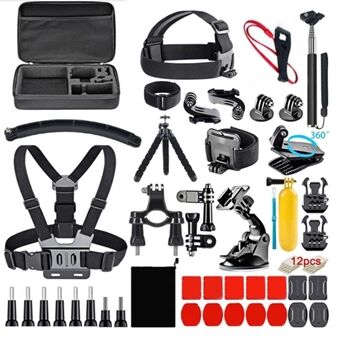 55-in-1 Accessories Kit with Straps, Selfie Stick, Tripod, Camera Bag for GoPro, DJI Osmo, SJCAM, AKASO Action Camera Parts