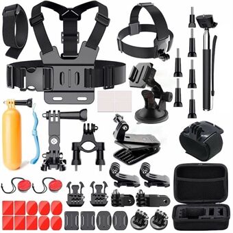 49-in-1 Universal Accessories Kit for GoPro Action Camera Parts with Camera Bag, Selfie Stick, Straps